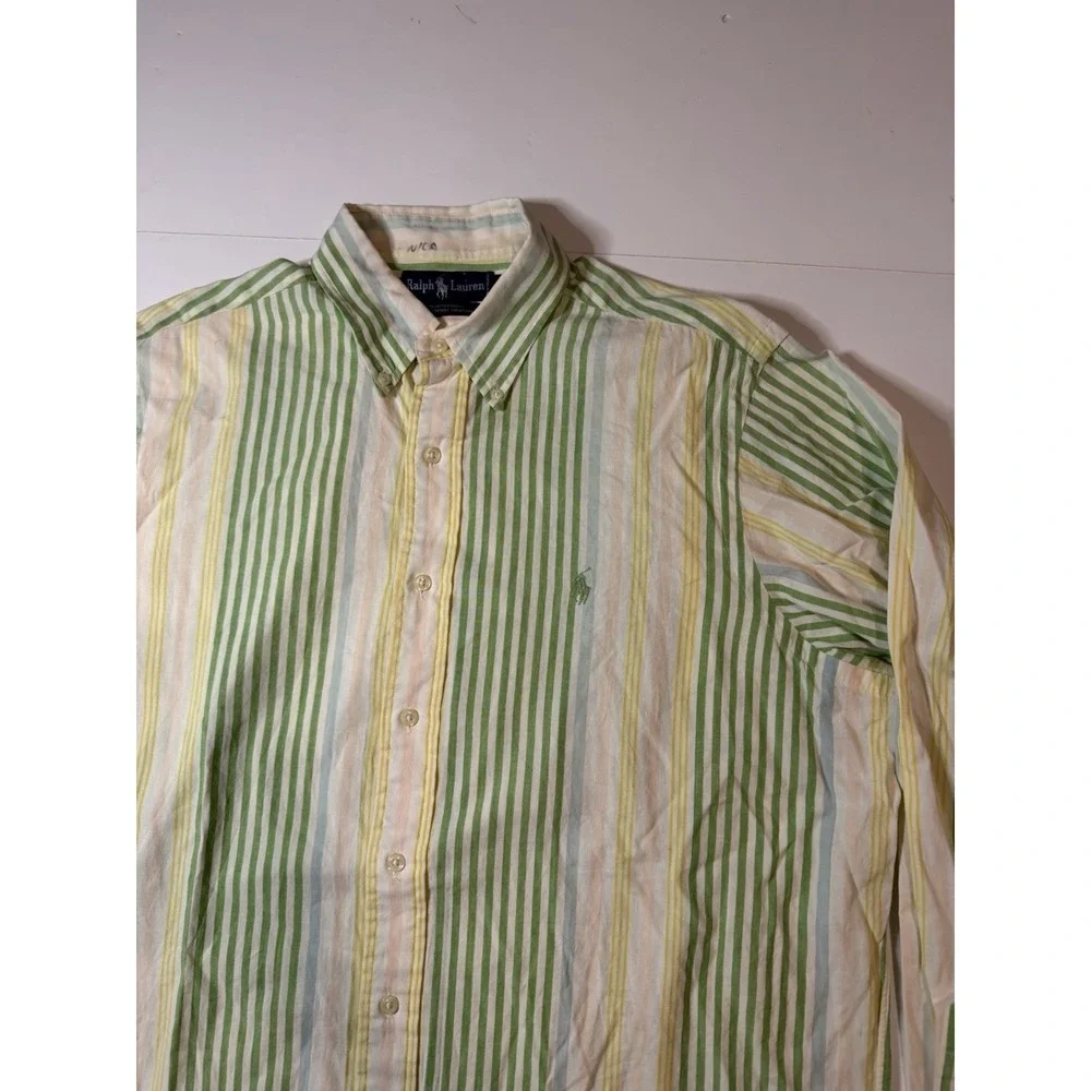 VTG 70s Polo Ralph Lauren Striped Rugby Longsleeve Shirt Size Large
